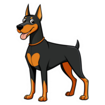 Doberman Cartoon Silly Sticker