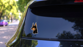 Doberman Dog Head Sticker on a Rear Car Window (New) example