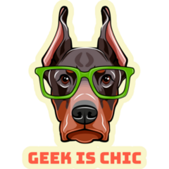 Doberman Geek Sticker