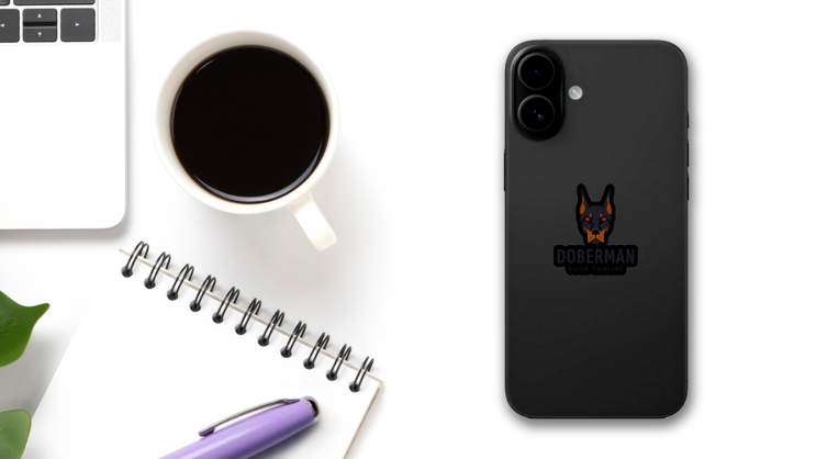 Doberman Halloween Sticker on a Phone (New) example