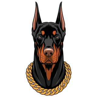 Doberman In Chain Sticker