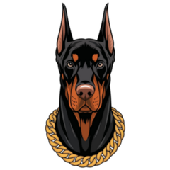 Doberman In Chain Sticker