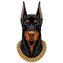Doberman In Chain Sticker