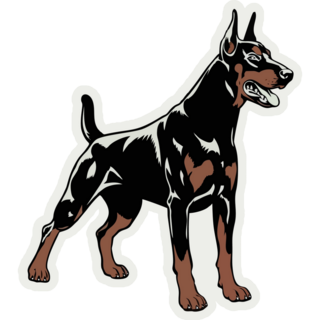 Doberman In Power Sticker