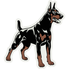Doberman In Power Sticker
