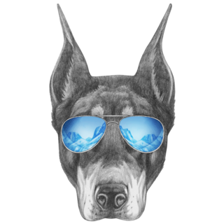 Doberman Mirror Glasses Sticker