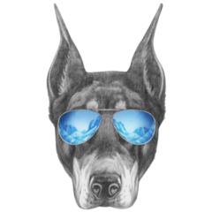 Doberman Mirror Glasses Sticker
