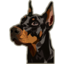 Doberman On Brown Sticker