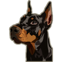 Doberman On Brown Sticker