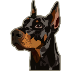 Doberman On Brown Sticker