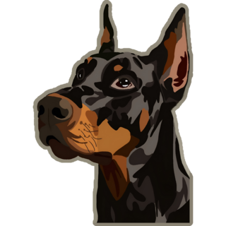 Doberman On Brown Sticker