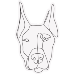 Doberman One Line Sticker