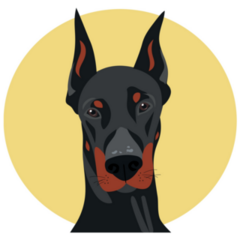 Doberman Yellow Circle Sticker