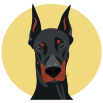 Doberman Yellow Circle Sticker