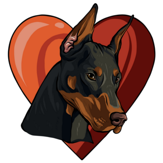 Dobermann Heart Sticker