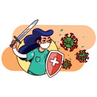 Doctor Fighting a Virus Sticker