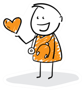 Doctor Hand Drawn Doodle Line Art In Orange Medical Sticker