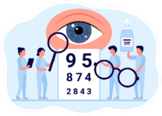 Doctor Is Checkup Eye Vision Optometrist Cartoon Sticker