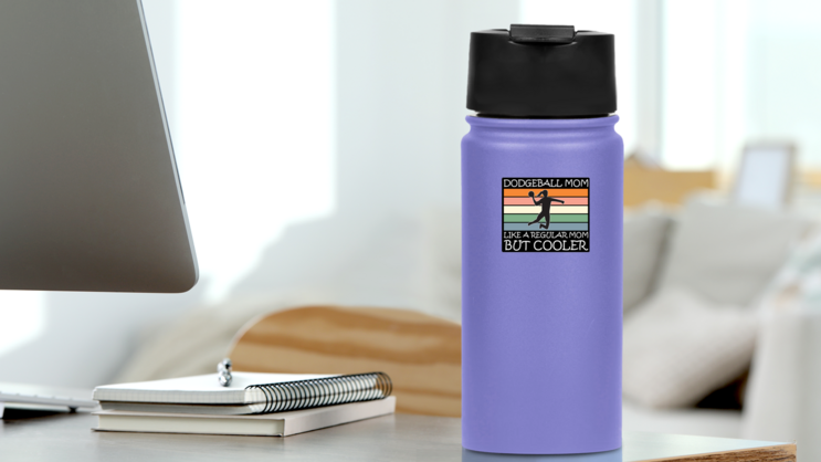 Dodgeball Mom Sticker on a Water Bottle (New) example