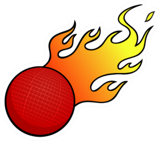 Dodgeball With Flames Cartoon Sticker