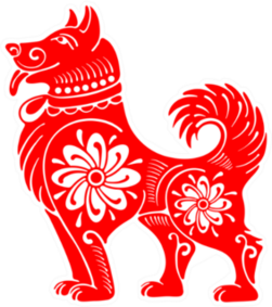 Dog, Chinese Zodiac Symbol Of 2018 Year Sticker