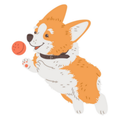 Dog Corgi Playing With Ball Sticker