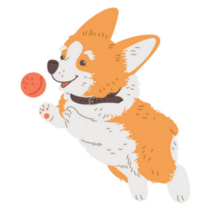 Dog Corgi Playing With Ball Sticker