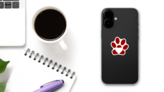 Dog Heart Paw Logo Sticker on a Phone (New) example
