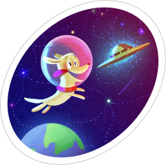 Dog In Space Sticker