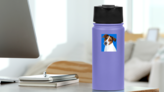 Dog Jack Russel Blue Sticker on a Water Bottle (New) example