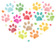 Dog Paw Print Made Of Heart Colorful Sticker