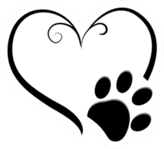 Dog Paw Prints With Heart Symbol Sticker