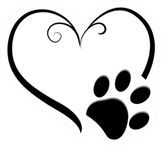 Dog Paw Prints With Heart Symbol Sticker