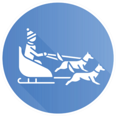 Dog Sledding Blue Flat Circle Icon Sticker