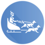 Dog Sledding Blue Flat Circle Icon Sticker