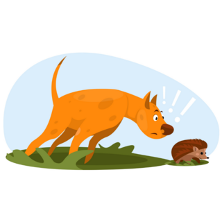 Dog Sniffing Hedgehog Sticker