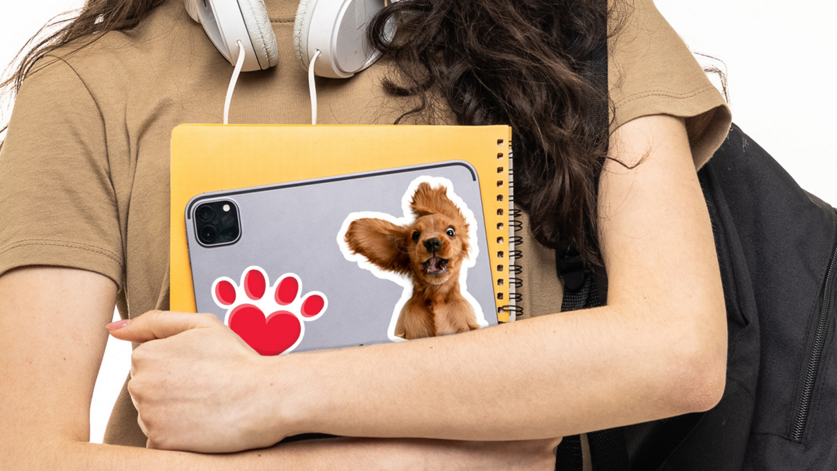 Back to School Student Decorated Notebook with Dog Stickers