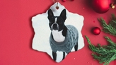 Dog Wearing Sweater Photo Snowflake Ceramic Ornament