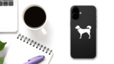 Dog With Collar Sticker on a Phone (New) example