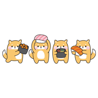 Dogs Holding Sushi Sticker