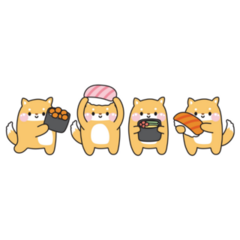 Dogs Holding Sushi Sticker
