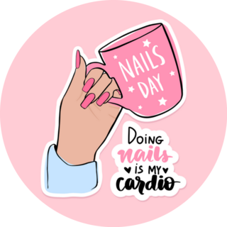 Doing Nails Is My Cardio, Manicure Concept On Pink Sticker