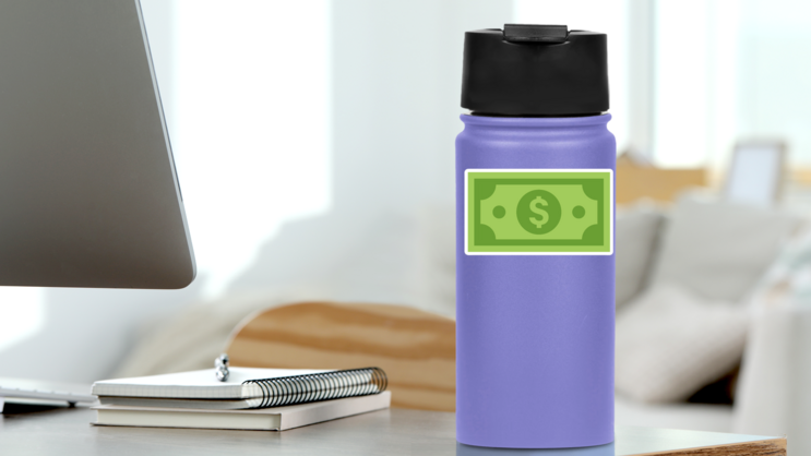 Dollar Bill Sticker on a Water Bottle (New) example