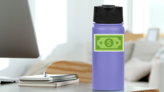 Dollar Bill Sticker on a Water Bottle (New) example