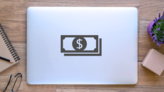 Dollar Bills Icon Sticker on a Laptop (New) example