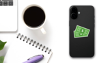 Dollar Bills Illustration Sticker on a Phone (New) example