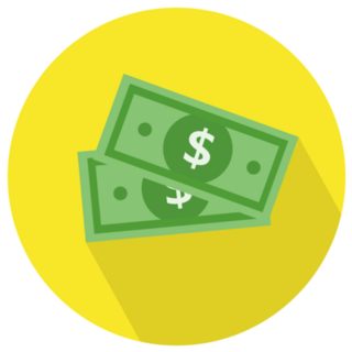 Dollar Bills Yellow Circle Sticker