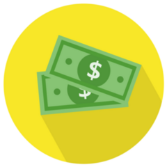 Dollar Bills Yellow Circle Sticker