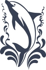 Dolphin Jumping Out Of Water With Swirls Sticker