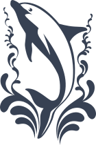 Dolphin Jumping Out Of Water With Swirls Sticker